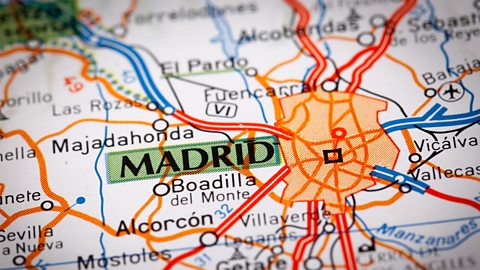 Map of Madrid region. Although 'mapa' ends in 'a', it is a masculine noun.  