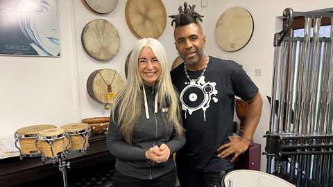 Omar and Dame Evelyn in her music workshop