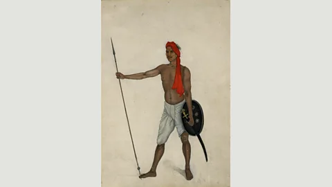 Private collection Trooper of Skinner’s Horse Holding a Spear (c 1815-1816) by Ali Khan, whose work is seen as a valuable document of the Mughal Empire towards its end (Credit: Private collection)