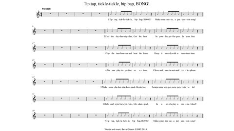 Tip tap, tickle-tickle, bip bap, bong! Music