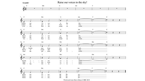 Raise our voices to the sky! Music