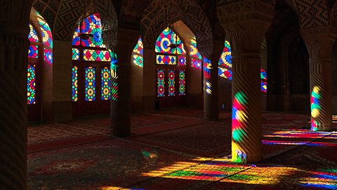 Stained glass in the Nasir al-Mulk Mosque in Iran