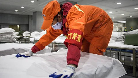 Getty Images Makeshift wards and entirely new hospitals have been built in Wuhan, China, in just a few days as the city prepares for new coronavirus patients (Credit: Getty Images)