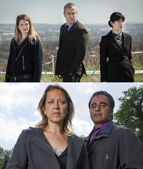 Stills from two shows Rianna has worked on: DCI Banks and Unforgotten 2.