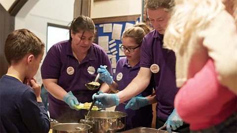 Volunteers at Jonnie's church helping to feed the local community at Christmas.