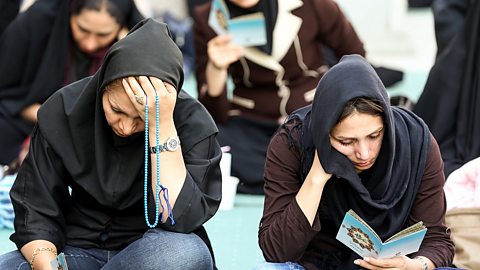 Shia women praying at the Grand Mosalla mosque of Tehran, Iran, on the eve of the Muslim festival of Eid al-Adha.