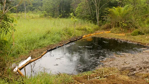 Donald Moncayo/UDAPT Some oil pollution is cleared up quickly, such as this pool at the Parahuaco oil field in Succumbios, northern Ecuador (Credit: Donald Moncayo/UDAPT)