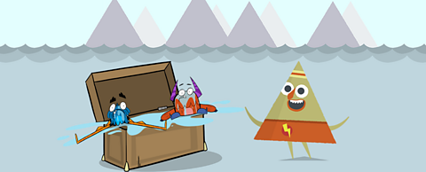 Mrs Triangle discovers the treasure chest of monsters at the bottom of the sea.