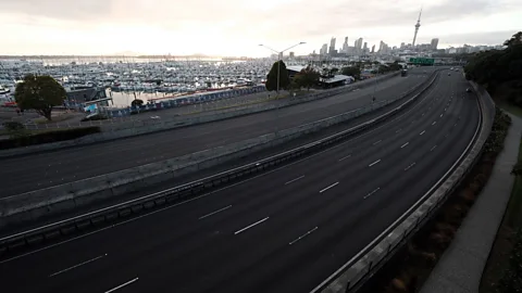 Getty Images Motorways have emptied in Auckland as the New Zealand government increases travel restrictions (Credit: Getty Images)
