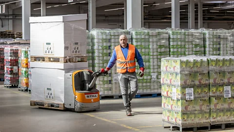 Getty Images About four months of food inventory are stored between the factory and grocery store at any one time. (Credit: Getty Images)