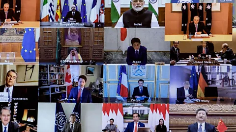 Getty Images G20 leaders hold a video conference in March. From politics to business to happy hour, video chats are now how many of us communicate all day, each day (Credit: Getty Images)
