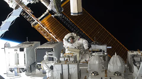 Nasa/Getty Images When on a mission, the only way to go outside is suited up for a spacewalk – hardly a recipe for relaxation (Credit: Nasa/Getty Images)