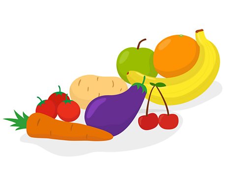 A variety of fruit and vegetables.