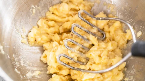 Arinahabich/Getty Images Maui baker Aina Harold recommends blending bananas by hand or with a masher (Credit: Arinahabich/Getty Images)