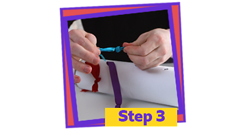 Step 3: Tie knots into the end of the each ribbon.