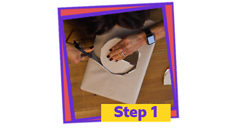 Step 1: Cut a circular hole in the biggest face of a cardboard box