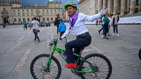 Getty Images The mayor of Bogotá, Claudia López, has extended closures of streets to cars and opened additional cycle routes during lockdown (Credit: Getty Images)