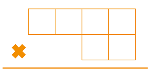 A blank multiplication grid with 4 spaces at the top and 2 spaces at the bottom