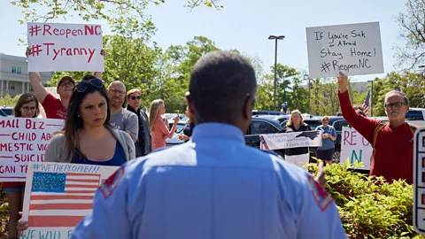 Getty Images Protesters at the ReOpen NC rally (Credit: Getty Images)