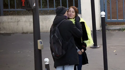 NurPhoto/Getty Images As coronavirus spread, many French were initially reluctant to give up their famous double-cheek-kiss greeting (Credit: NurPhoto/Getty Images)