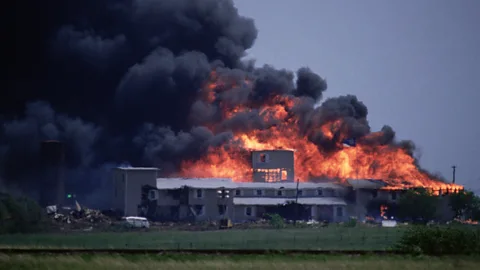 Getty Images The Branch Davidian sect in Waco, Texas – subject to a siege in 1993 – was partly built on survivalist teachings (Credit: Getty Images)