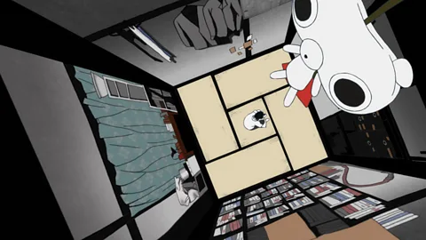 The Tatami Galaxy Committee The rickety student halls are depicted through a mixture of expressionist drawings and real photographs of traditional Japanese rooms (Credit: The Tatami Galaxy Committee)