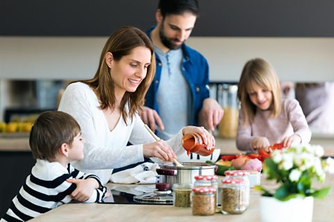 Family cooking in the kitchen