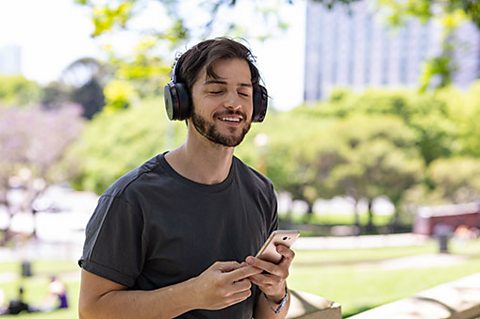 Boy listening to music