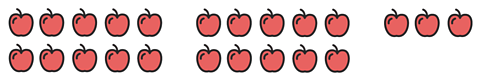 Two lots of ten apples and three apples.