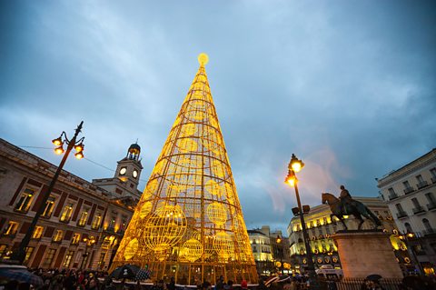 Puerta del Sol in Madrid at Christmas