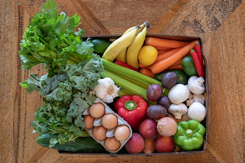 A food box filled with fresh produce