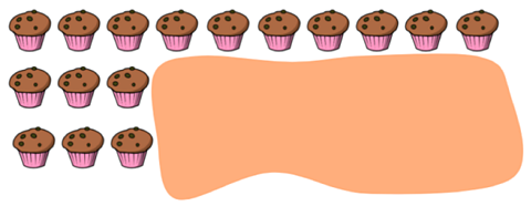 Sixteen cupcakes and an unknown amount is hidden.