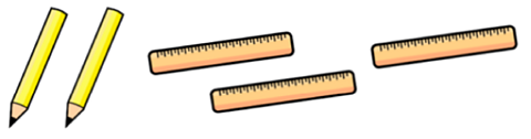 Two pencils and three rulers.