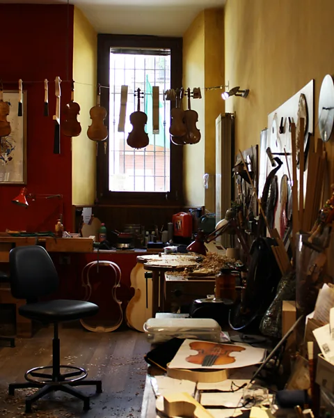 Michela Vado The workshop of Stefano Trabucchi, who says “the Coronavirus will be a watershed” moment for the city's violin makers (Credit: Michela Vado)