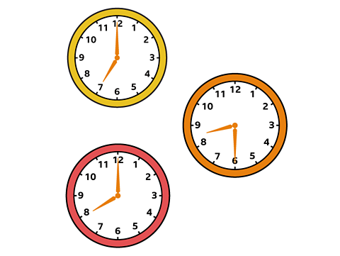 Clocks showing different times