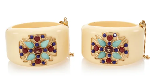 Sotheby’s Chanel cuffs in the style of the famous Maltese Cross cuff were recently auctioned at Sotheby’s (Credit: Sotheby’s)