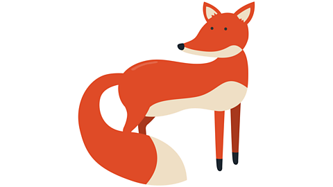 An illustration of a fox with a bushy tail.