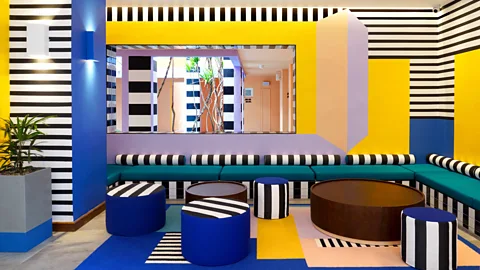Tekla Evelina Severin Camille Walala creates geometric interiors, such as this one at the Salt of Palmar hotel, Mauritius (Credit: Tekla Evelina Severin)