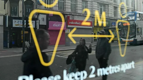 AFP/Getty Images Social distancing has meant that people have had to get along without the usual daily face-to-face contact with friends, family and colleagues (Credit: AFP/Getty Images)