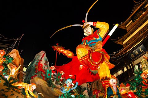 Chinese display of colourful lantern figures