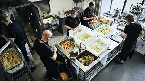 Food preparation in the JunkFood kitchen