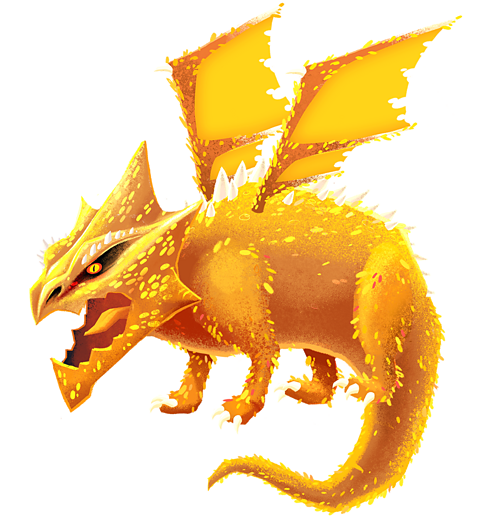 Golden Dragon enemy from Guardians: Defenders of Mathematica, flying and looking mean