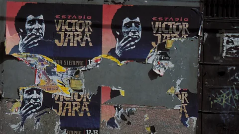 Getty Images Víctor Jara remains an icon in Chile, and in 2003 its national stadium was named after him (Credit: Getty Images)