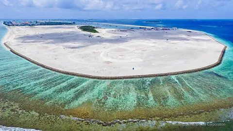 Hassan Mohamed The new, artificial island of Hulhumalé was built using millions of cubic metres of sand pumped from the seabed (Credit: Hassan Mohamed)