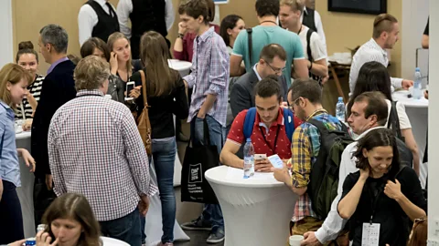 Alamy The main draw of conferences isn't always the speakers; networking and casual interactions are also valuable to participants