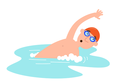 A man swimming.