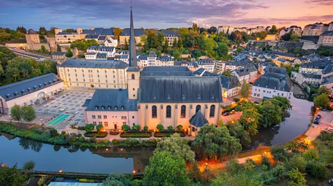 RudyBalasko/Getty Images The Chemin de la Corniche looks over the Grund neighbourhood and the Église Saint-Jean-du-Grund (Credit: RudyBalasko/Getty Images)