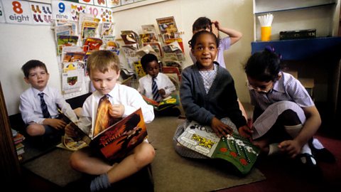 Children in a reading corner