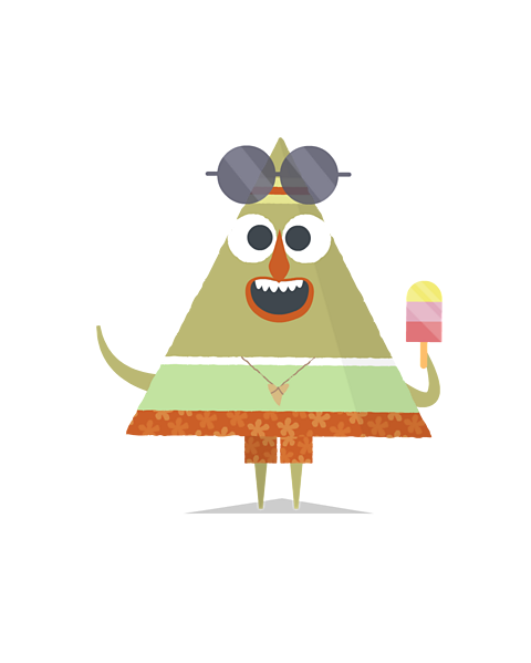 Mrs Triangle wearing sunglasses and eating an ice lolly