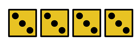 4 dice each showing the number 3